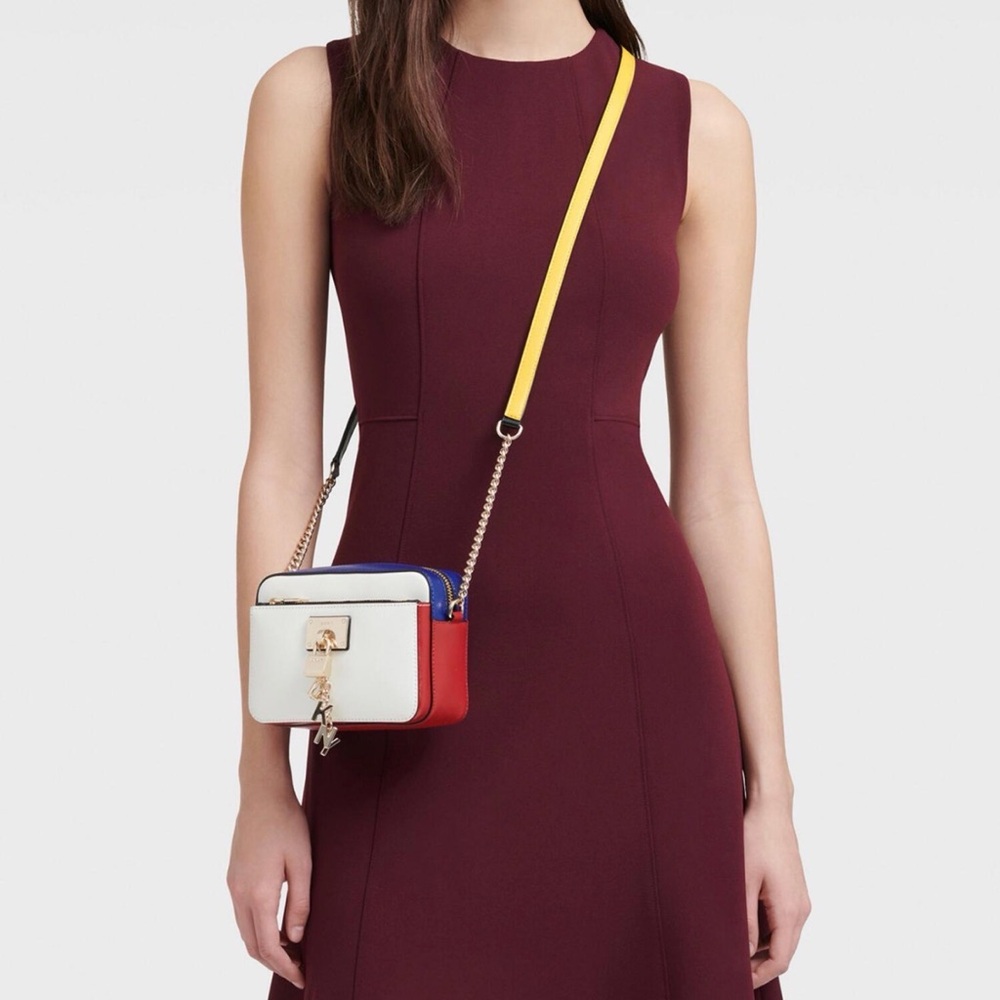 DKNY Cream and Black Bag with Gold Accents
